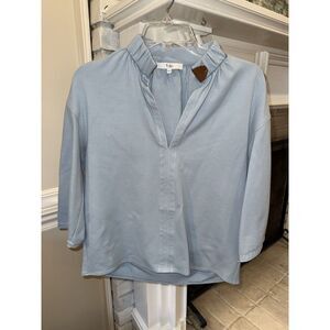 TIBI Blue Top Oversized  Swing Top Size XXS 3/4 Sleeves Women’s EUC